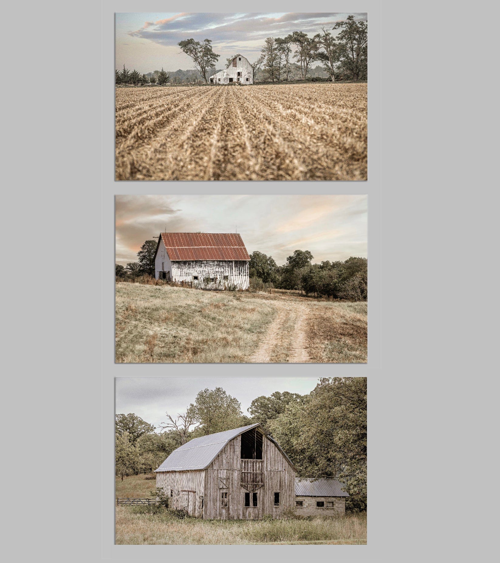 Set of 3 Old Barn Prints Wall Art Teri James Photography