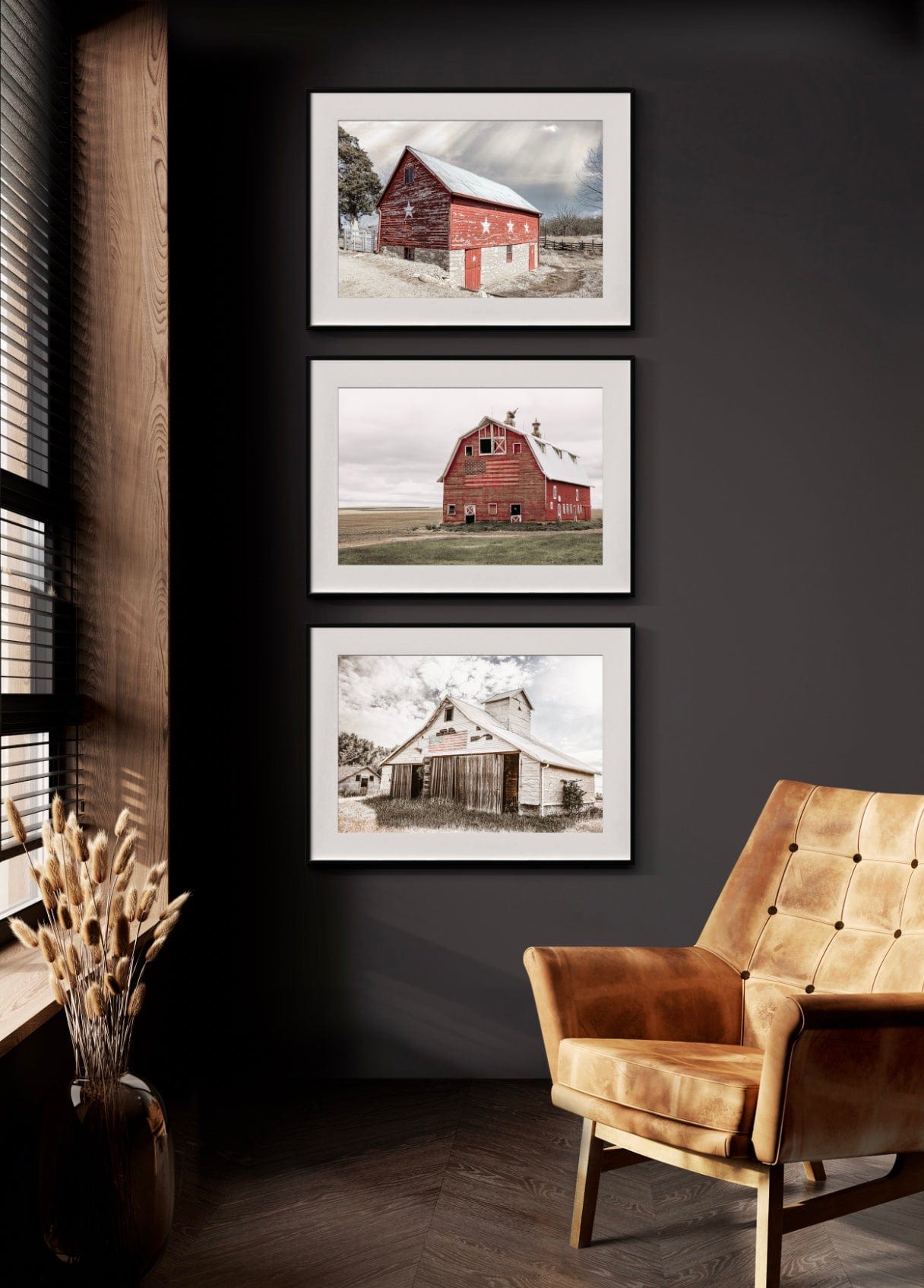 Set of 3 Patriotic Old Barn Prints Wall Art Teri James Photography