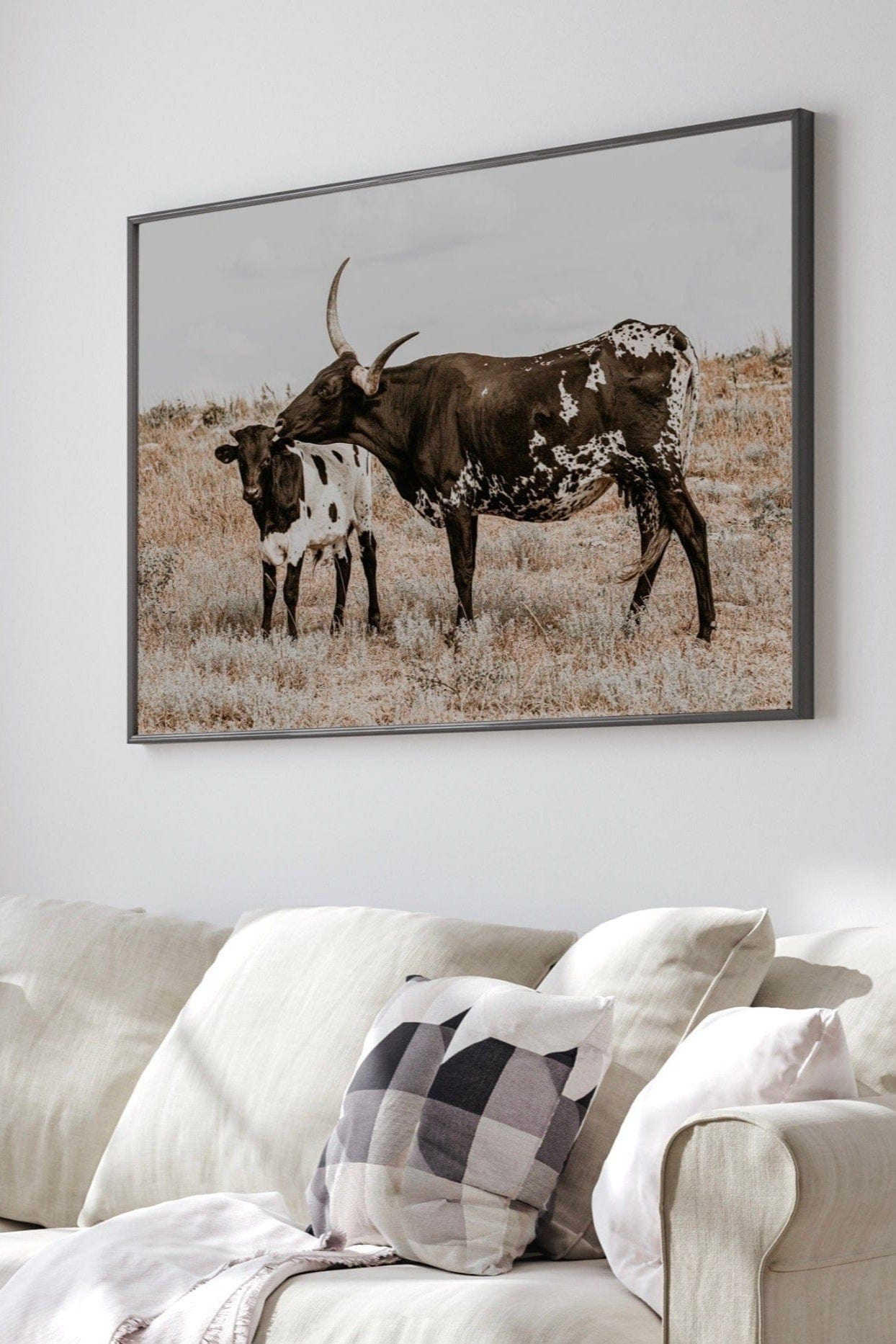 Texas Longhorn Cow & Calf Western Nursery Wall Art Wall Art Teri James Photography