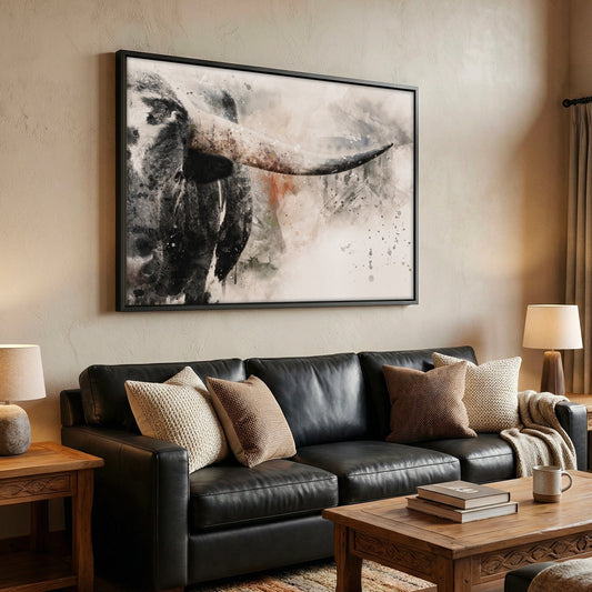 Texas Longhorn Watercolor Canvas Wall Art Teri James Photography