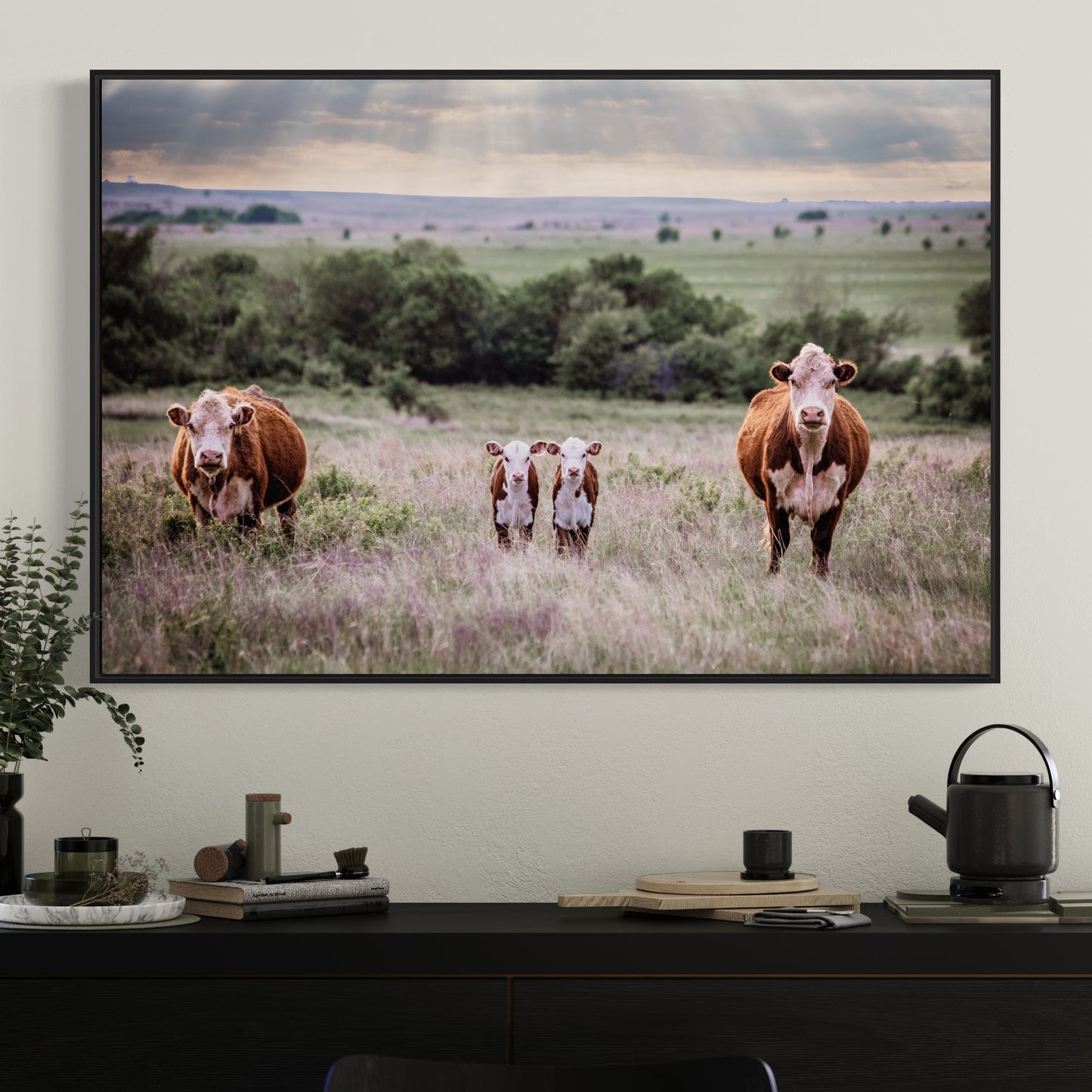 Twin Nursery Decor - Hereford Cattle Wall Art Teri James Photography