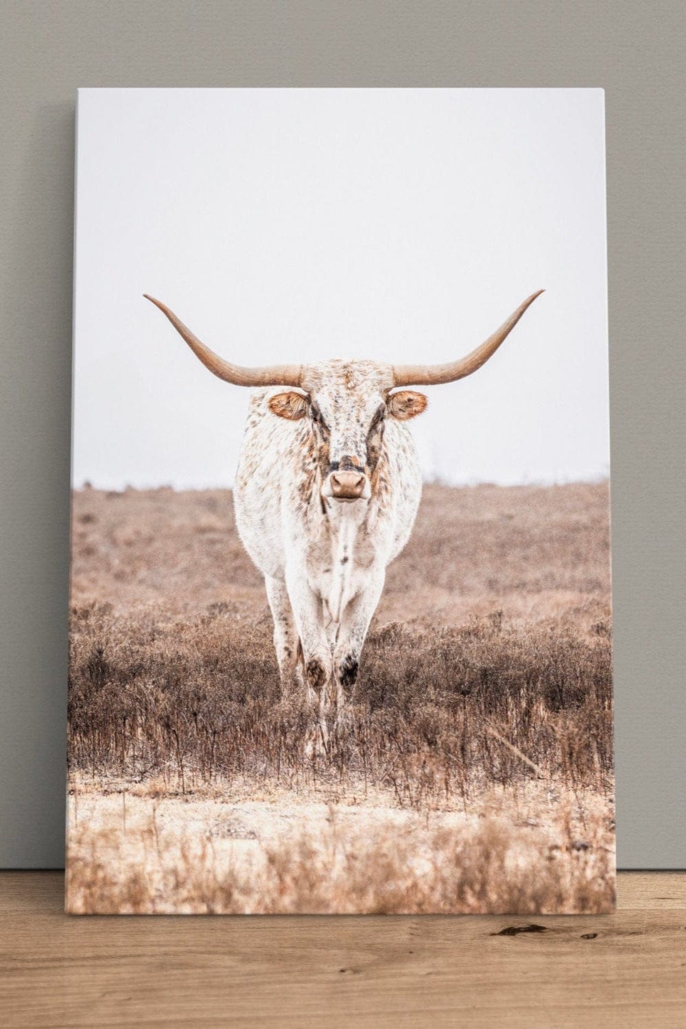 Vertical Longhorn Canvas Print in Farmhouse Style Canvas-Unframed / 12 x 18 Inches Wall Art Teri James Photography