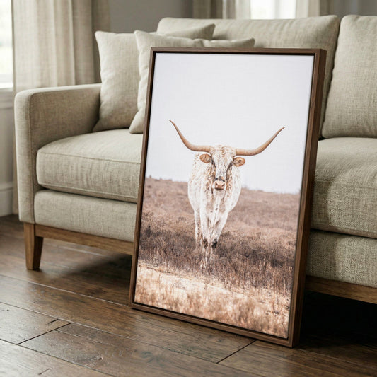 Vertical Longhorn Canvas Print in Farmhouse Style Wall Art Teri James Photography