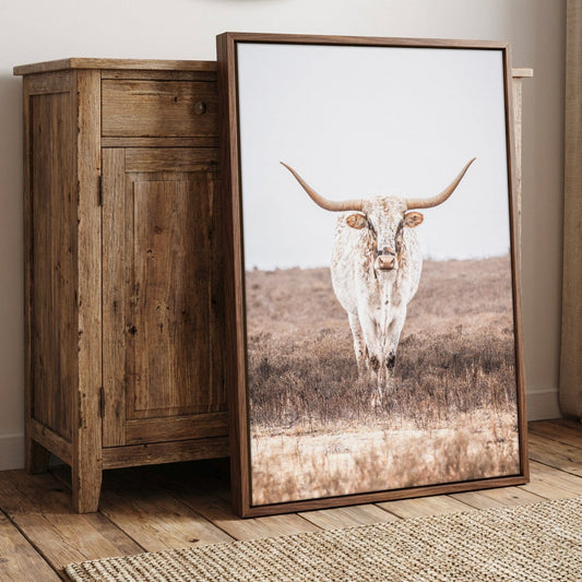 Vertical Longhorn Canvas Print in Farmhouse Style Wall Art Teri James Photography