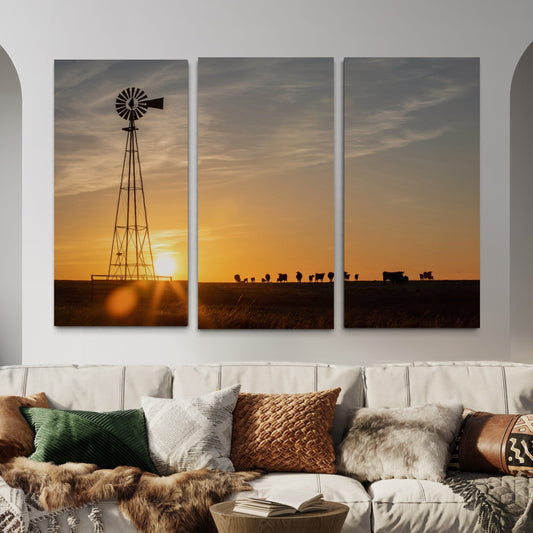 Vintage Windmill Triptych Canvas - 3 Piece Wall Art Wall Art Teri James Photography