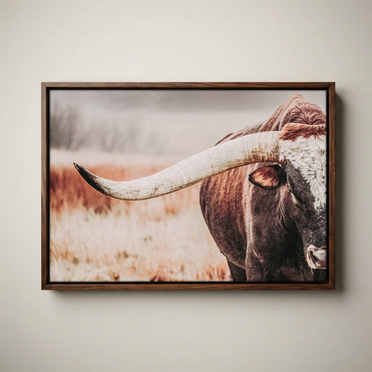 Western Canvas Wall Art Featuring Longhorn Bull