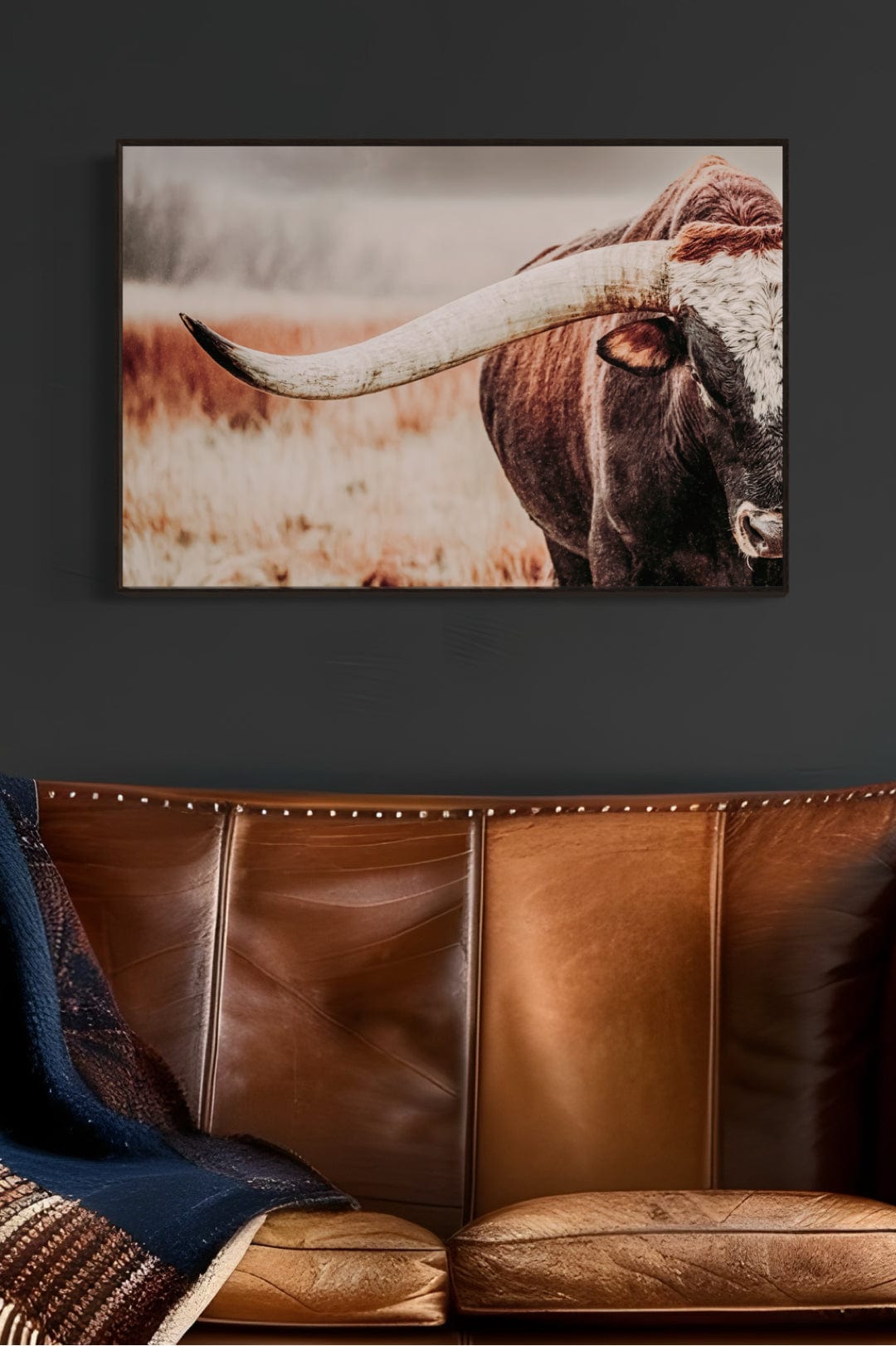 Western Canvas Wall Art Featuring Longhorn Bull
