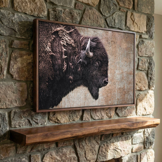 Western Decor Bison Painting - Rustic Wall Art With Buffalo Closeup Wall Art Teri James Photography