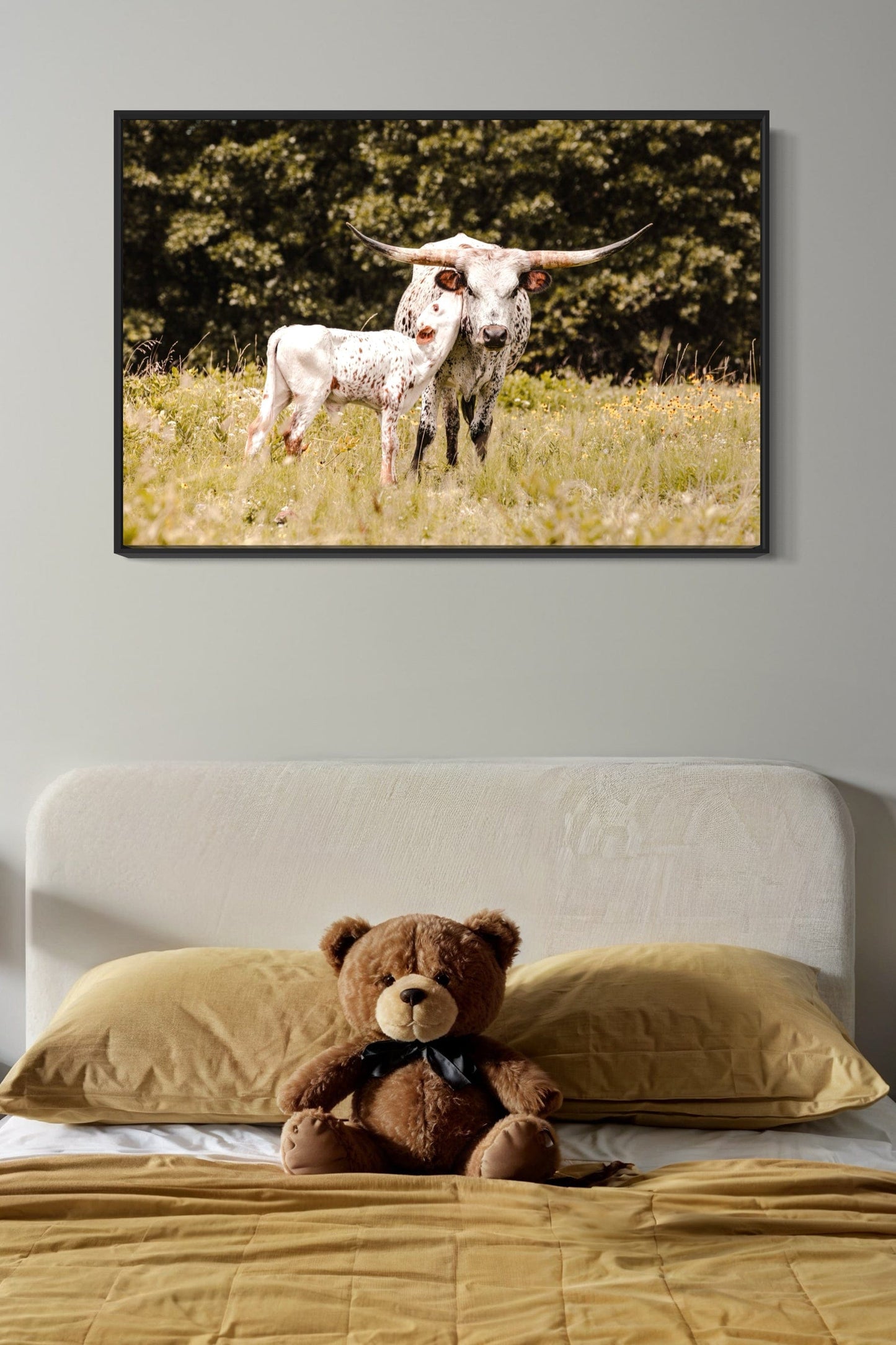 Western Nursery Decor - Texas Longhorn Canvas Wall Art Teri James Photography
