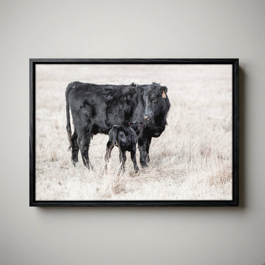 Western Nursery Wall Art - Black Angus Cow & Calf