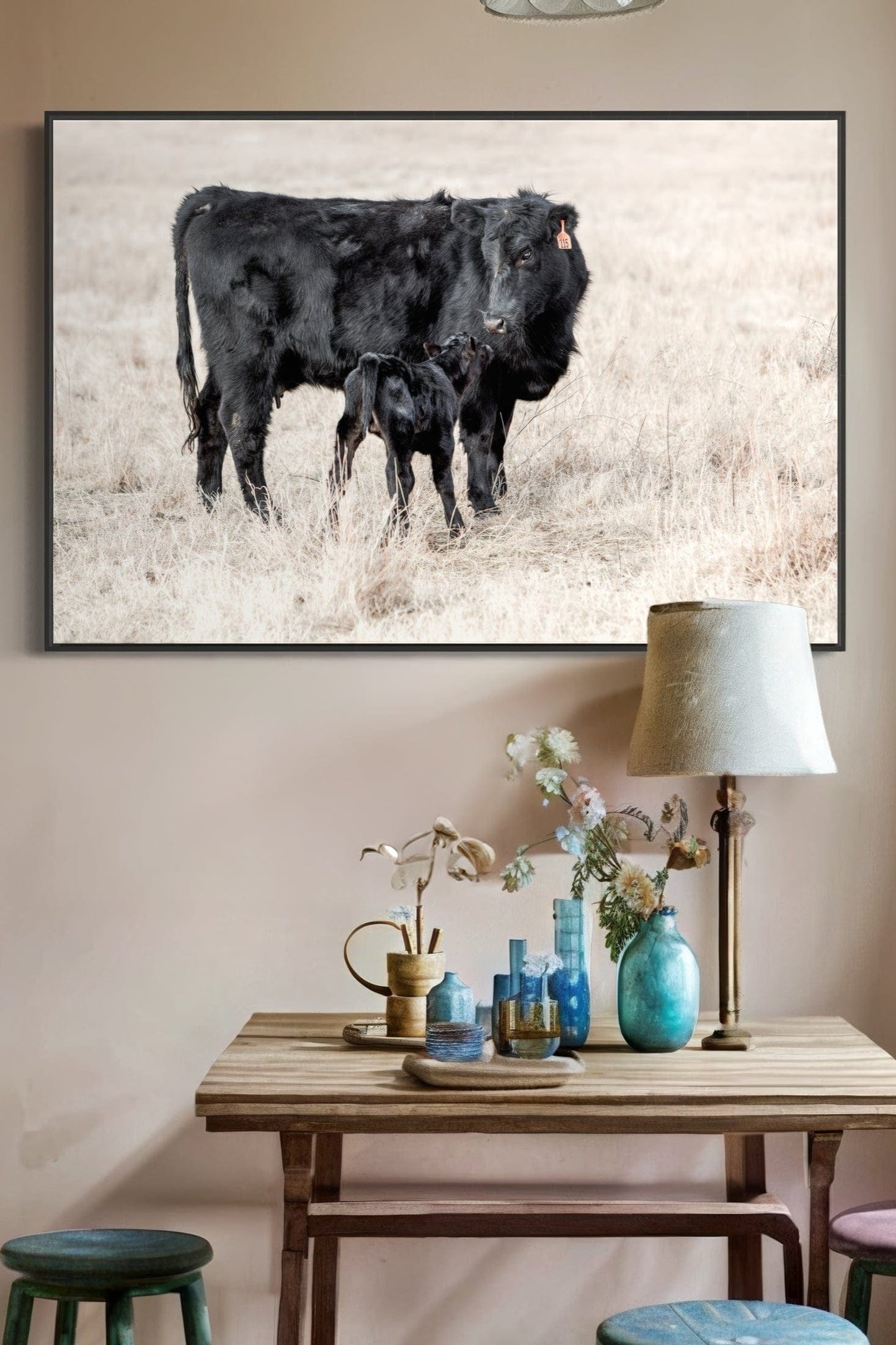 Western Nursery Wall Art - Black Angus Cow & Calf