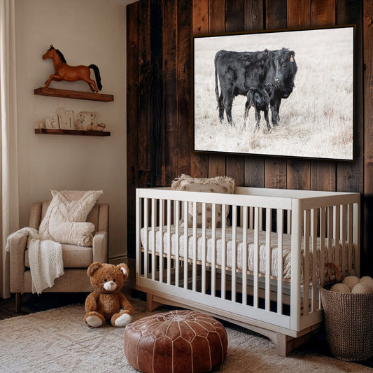 Western Nursery Wall Art - Black Angus Cow & Calf Wall Art Teri James Photography