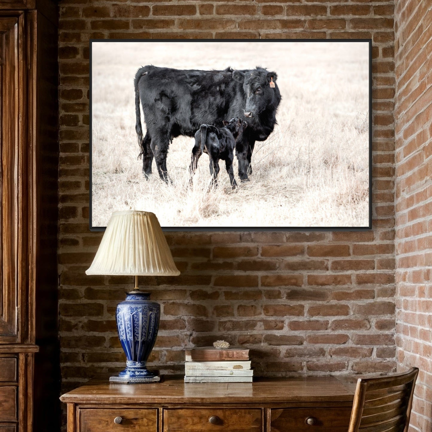 Western Nursery Wall Art - Black Angus Cow & Calf Wall Art Teri James Photography
