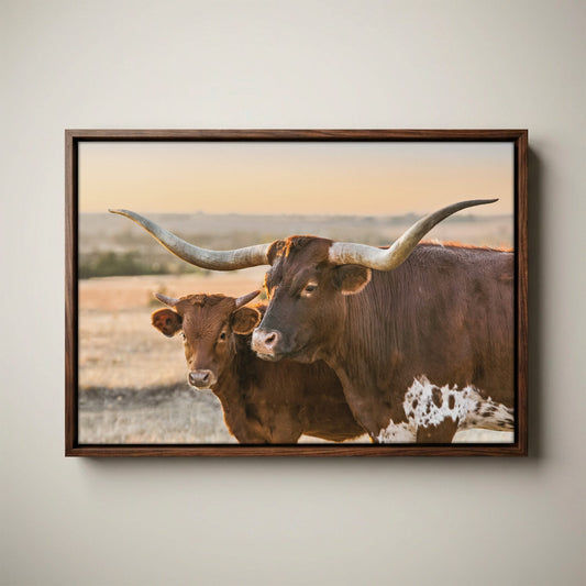 Western Room Decor - Longhorn Cattle Art