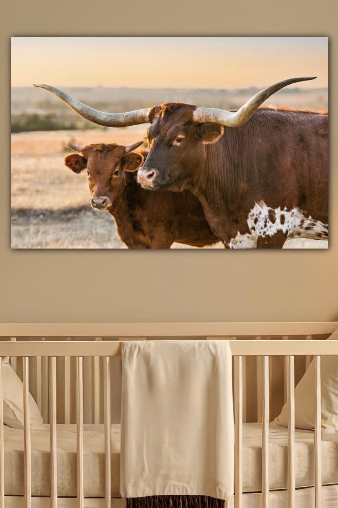 Western Room Decor - Longhorn Cattle Art
