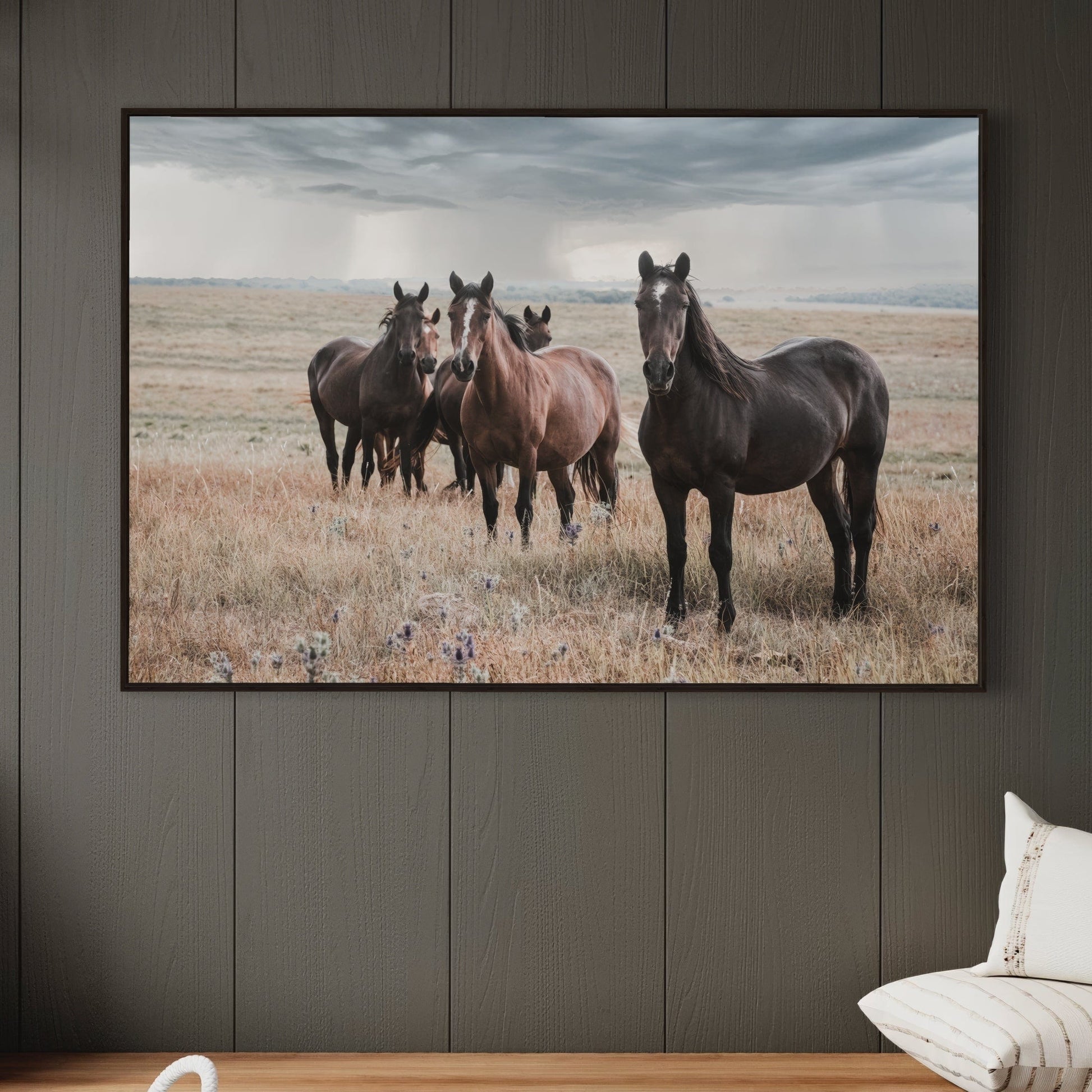 Wild Horses and Stormy Sky Wall Decor Wall Art Teri James Photography