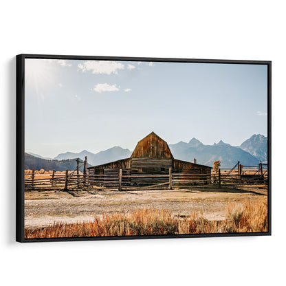 Wyoming Wall Art - Moulton Barn in Grand Tetons Canvas-Black Frame / 12 x 18 Inches Wall Art Teri James Photography