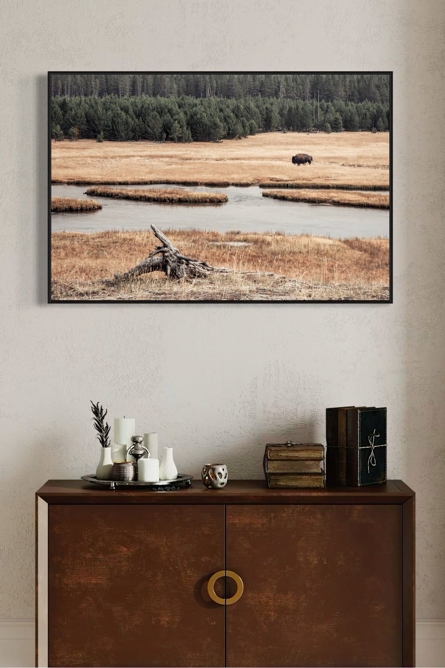 Yellowstone Bison Canvas - Wildlife Cabin Decor Print