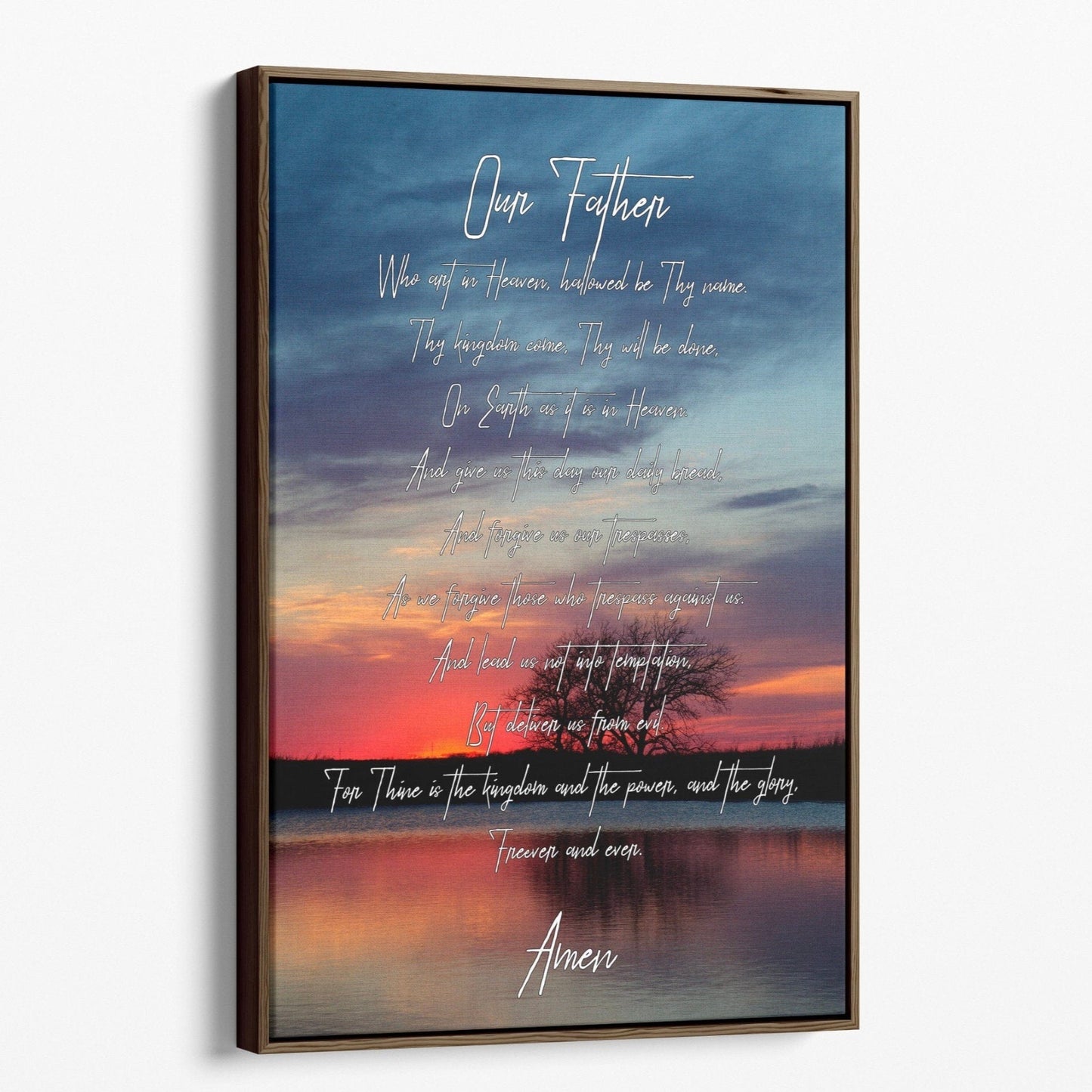 The Lord's Prayer Inspirational Wall Art Canvas-Walnut Frame / 12 x 18 Inches Wall Art Teri James Photography