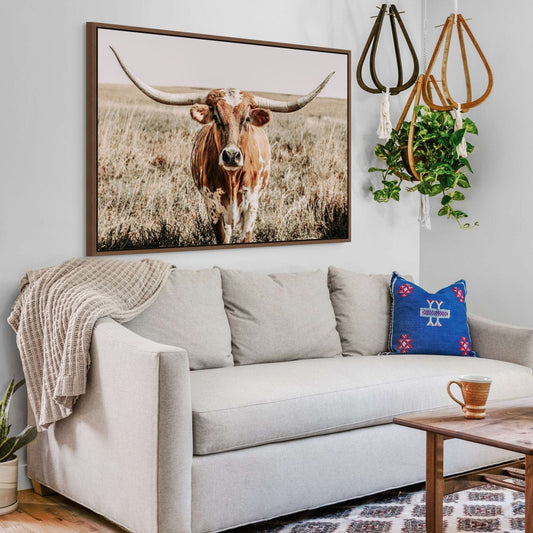 Texas longhorn cow canvas print