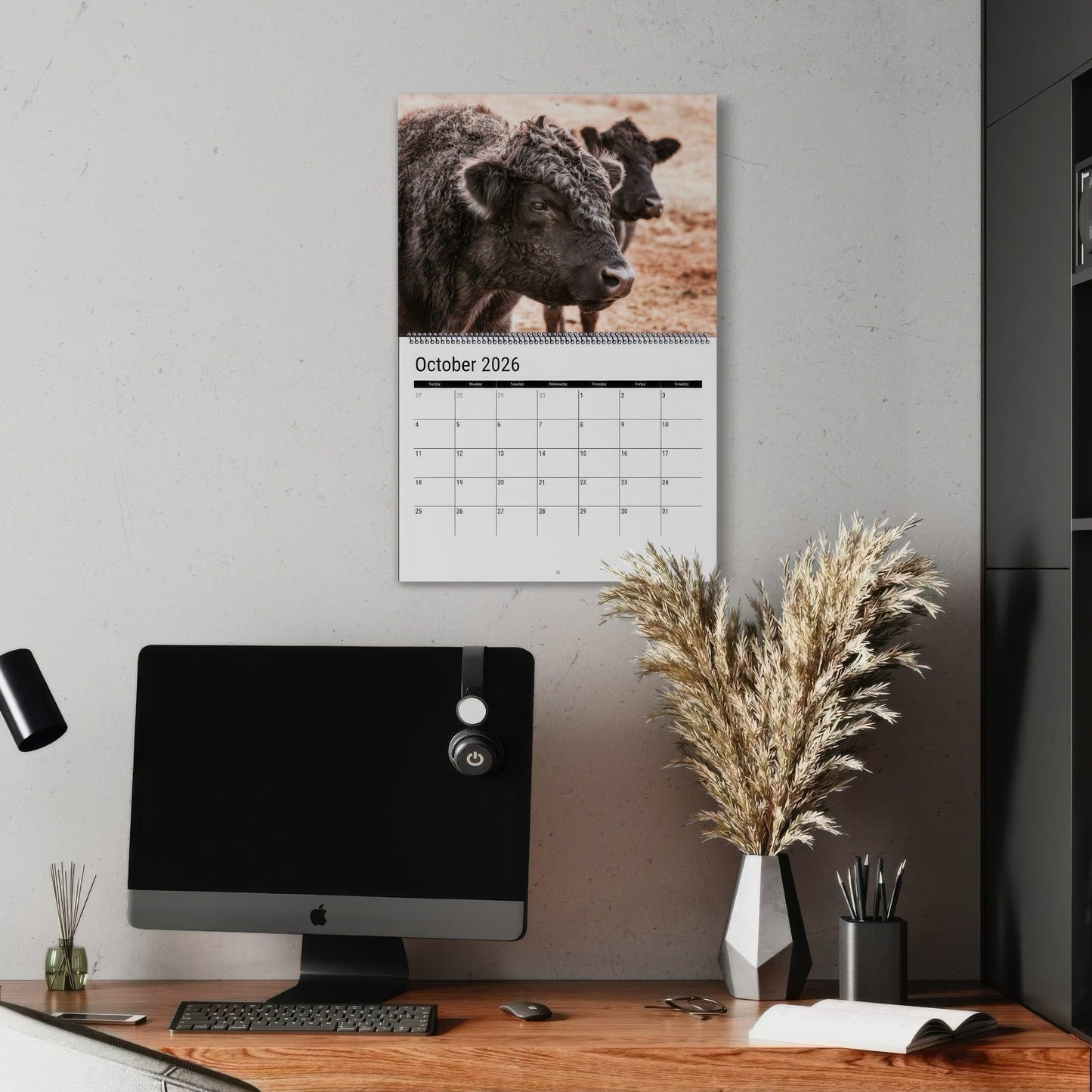2026 Black Angus Wall Calendar or Desktop Planner Calendar Teri James Photography