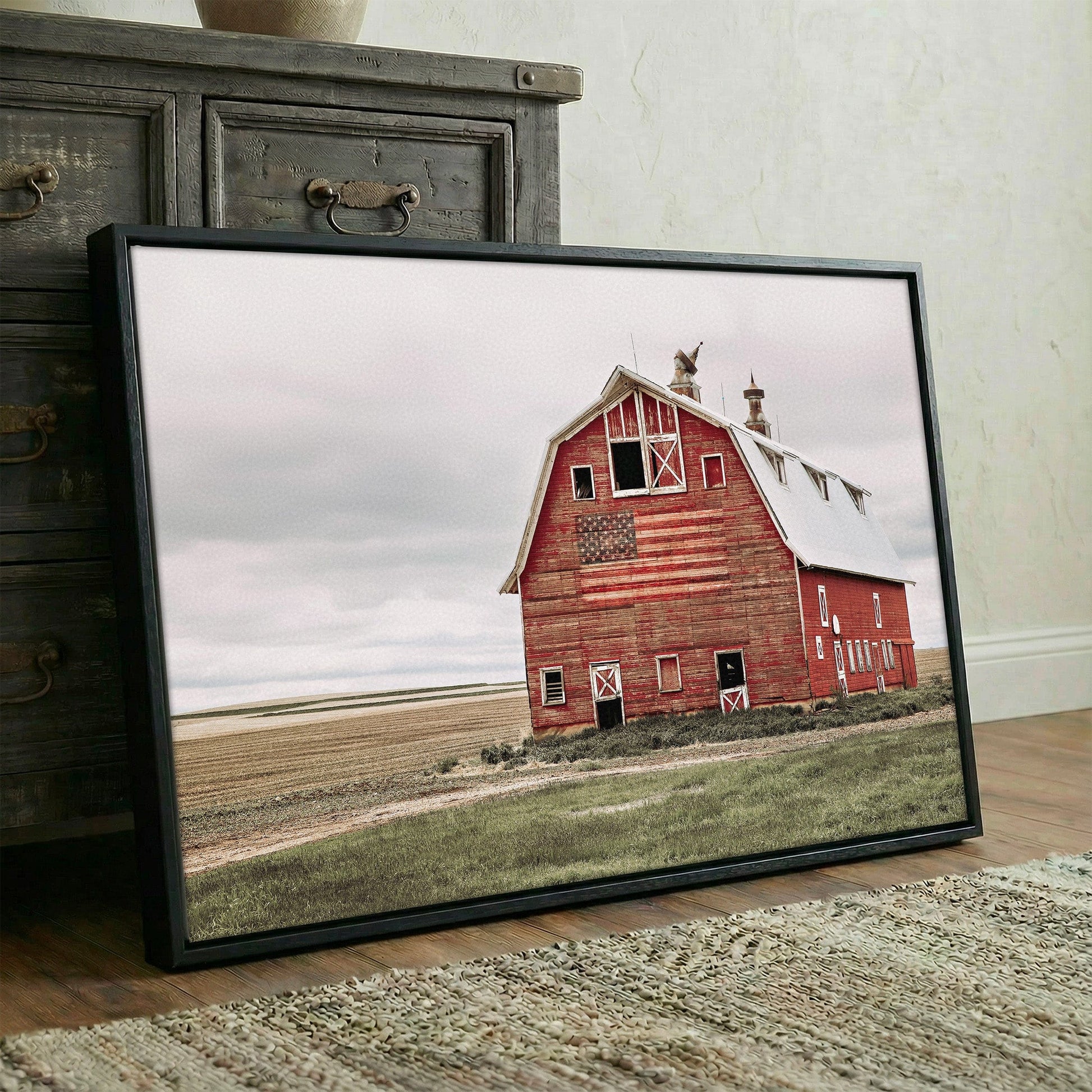 American Flag Wall Art – Rustic Patriotic Home Decoration Canvas Print Wall Art Teri James Photography