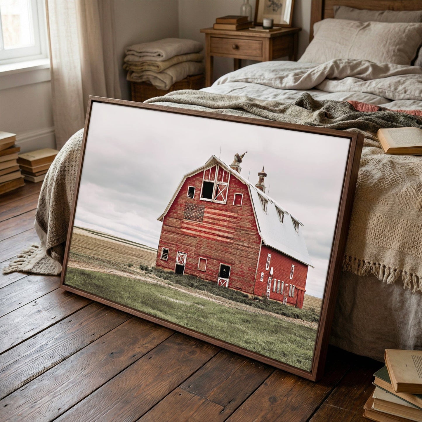 American Flag Wall Art – Rustic Patriotic Home Decoration Canvas Print Wall Art Teri James Photography