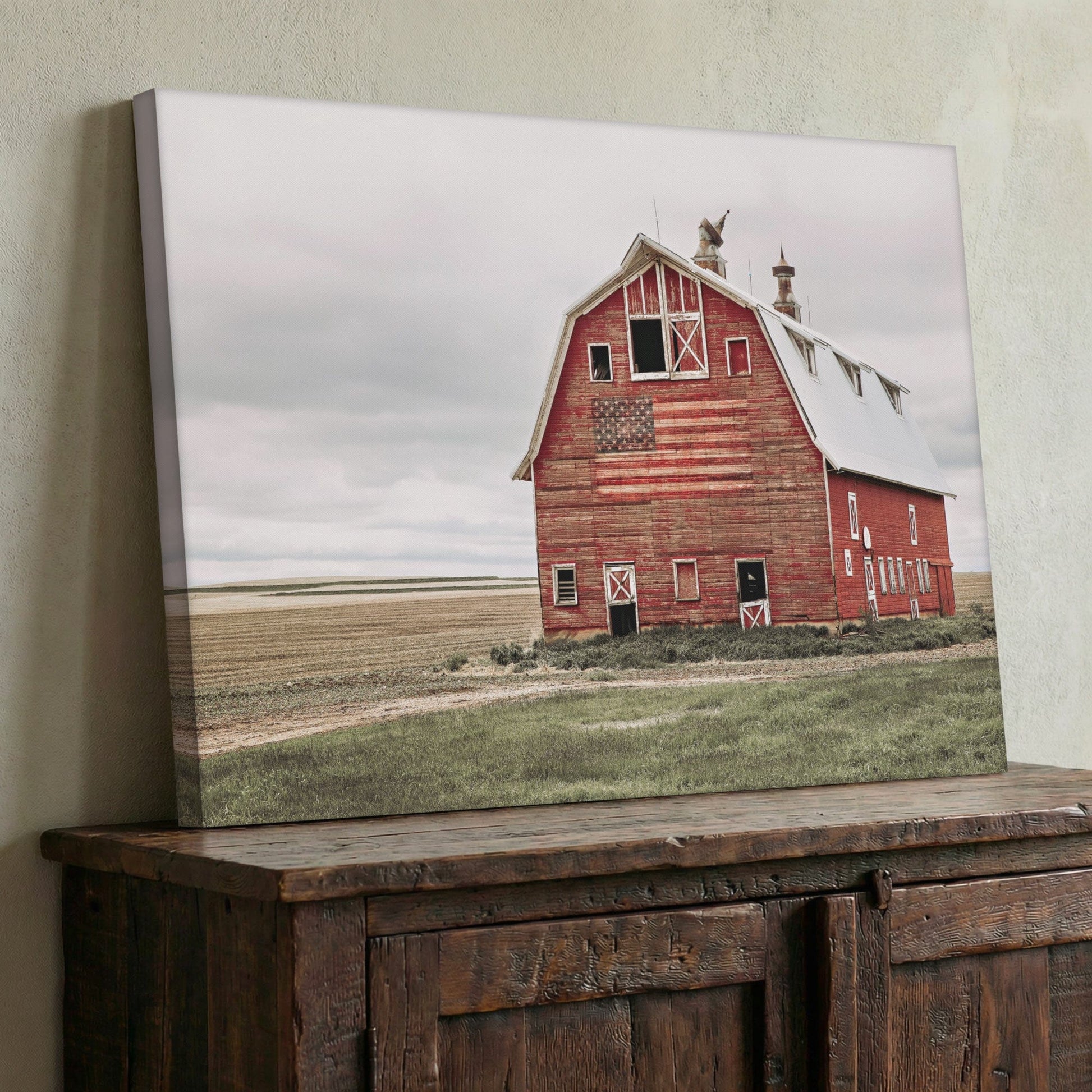 American Flag Wall Art – Rustic Patriotic Home Decoration Canvas Print Wall Art Teri James Photography