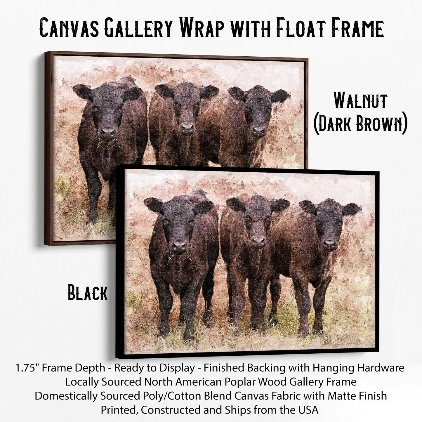 Angus Calves Nursery Decor Canvas-Black Frame / 12 x 18 Inches Wall Art Teri James Photography