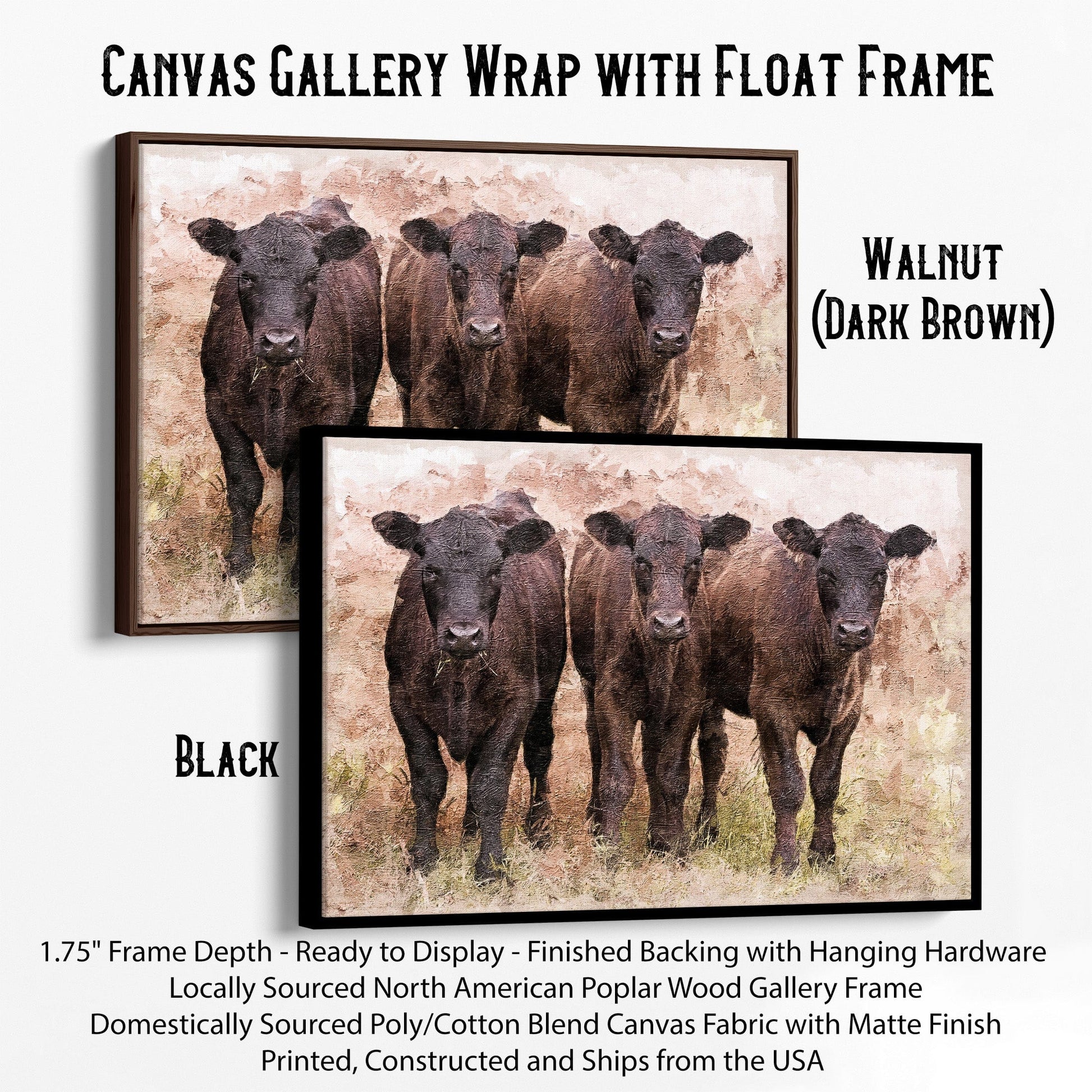 Angus Calves Nursery Decor Canvas-Black Frame / 12 x 18 Inches Wall Art Teri James Photography