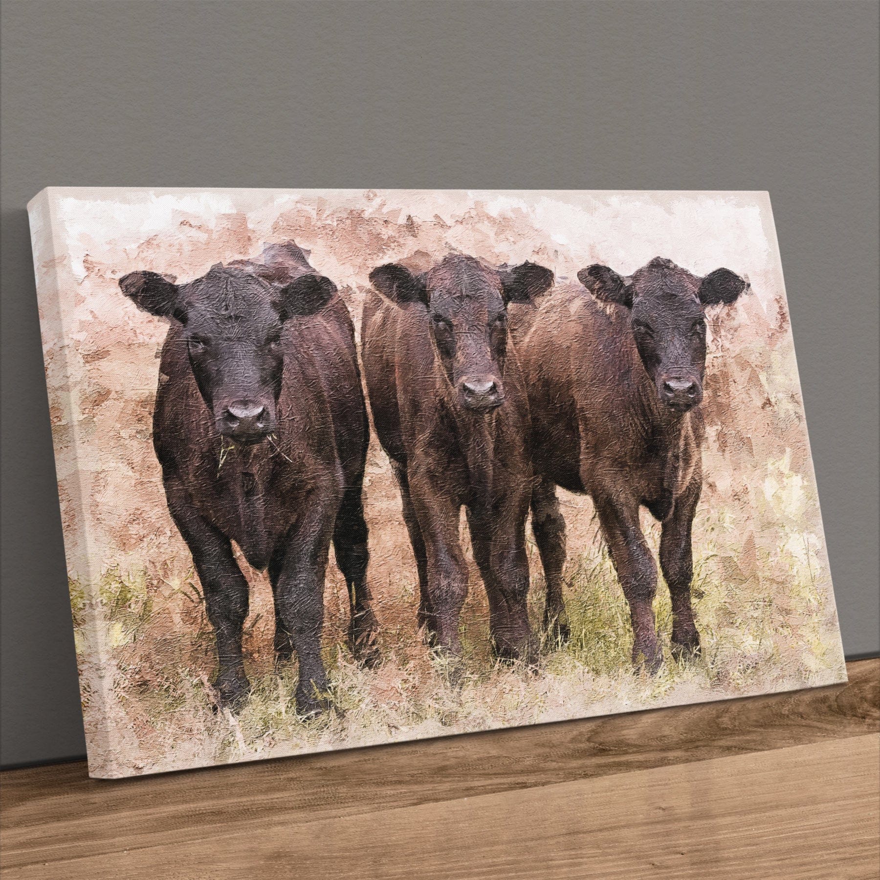 Angus Calves Nursery Decor - Watercolor Farm Animal Prints for Baby Room Canvas-Unframed / 12 x 18 Inches Wall Art Teri James Photography