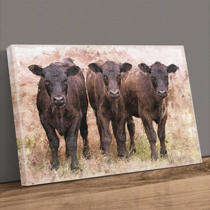 Angus Calves Nursery Decor - Watercolor Farm Animal Prints for Baby Room Canvas-Unframed / 12 x 18 Inches Wall Art Teri James Photography