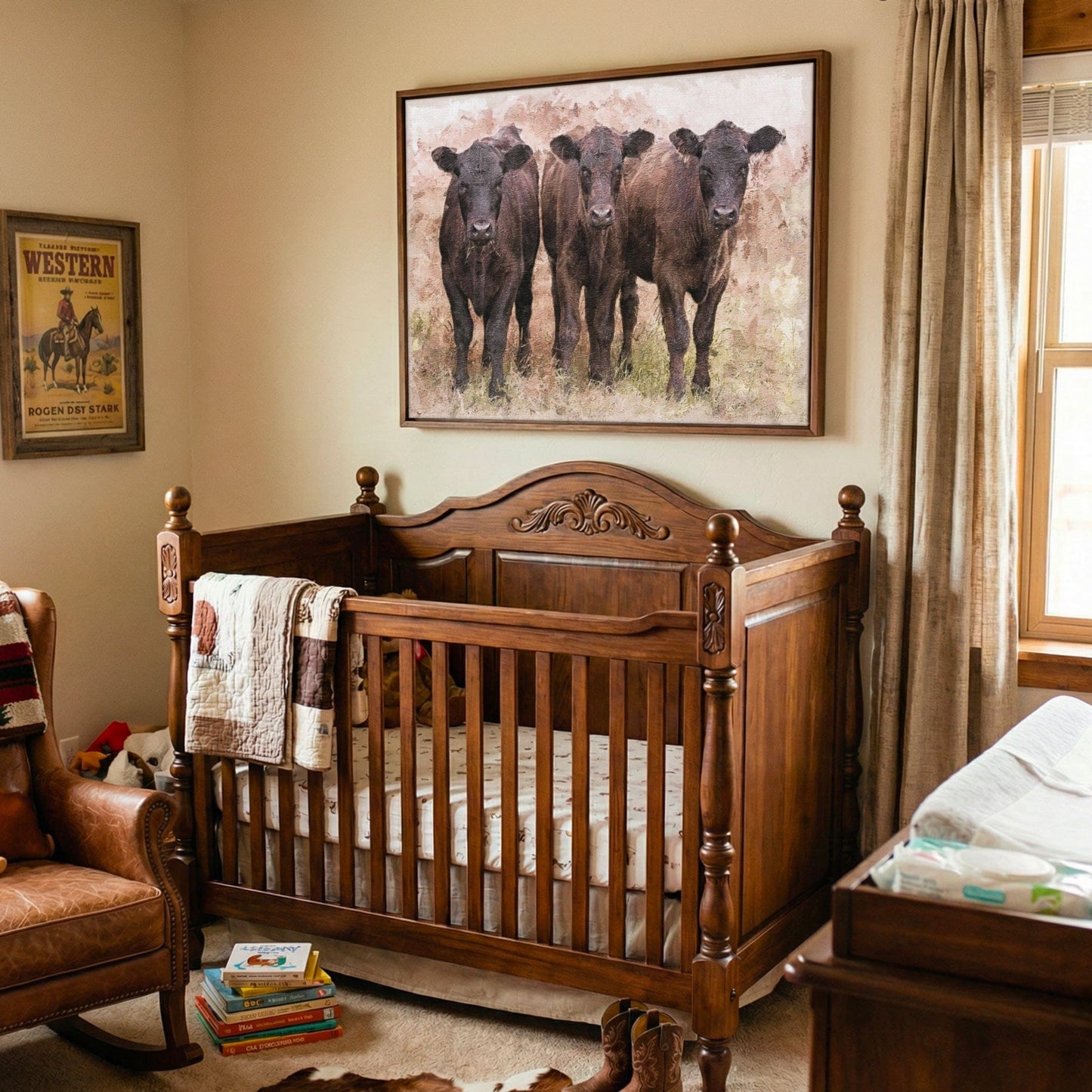 Angus Calves Nursery Decor - Watercolor Farm Animal Prints for Baby Room Wall Art Teri James Photography