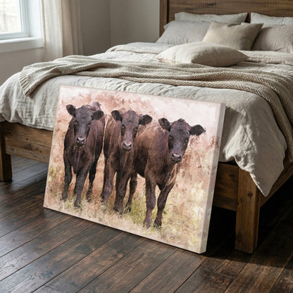 Angus Calves Nursery Decor - Watercolor Farm Animal Prints for Baby Room Wall Art Teri James Photography