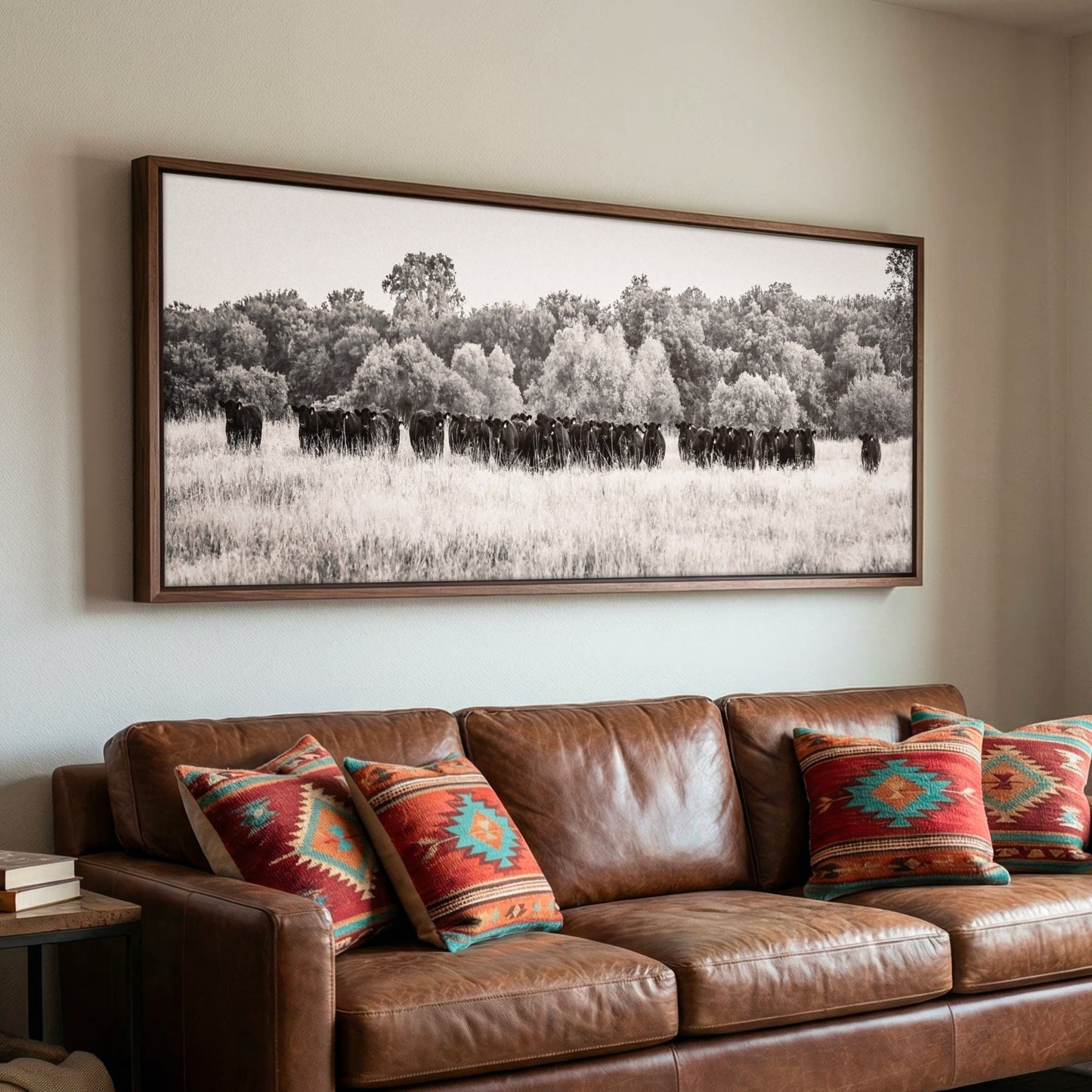Angus Cattle Canvas - Panoramic Black and White Western Wall Art Print Wall Art Teri James Photography