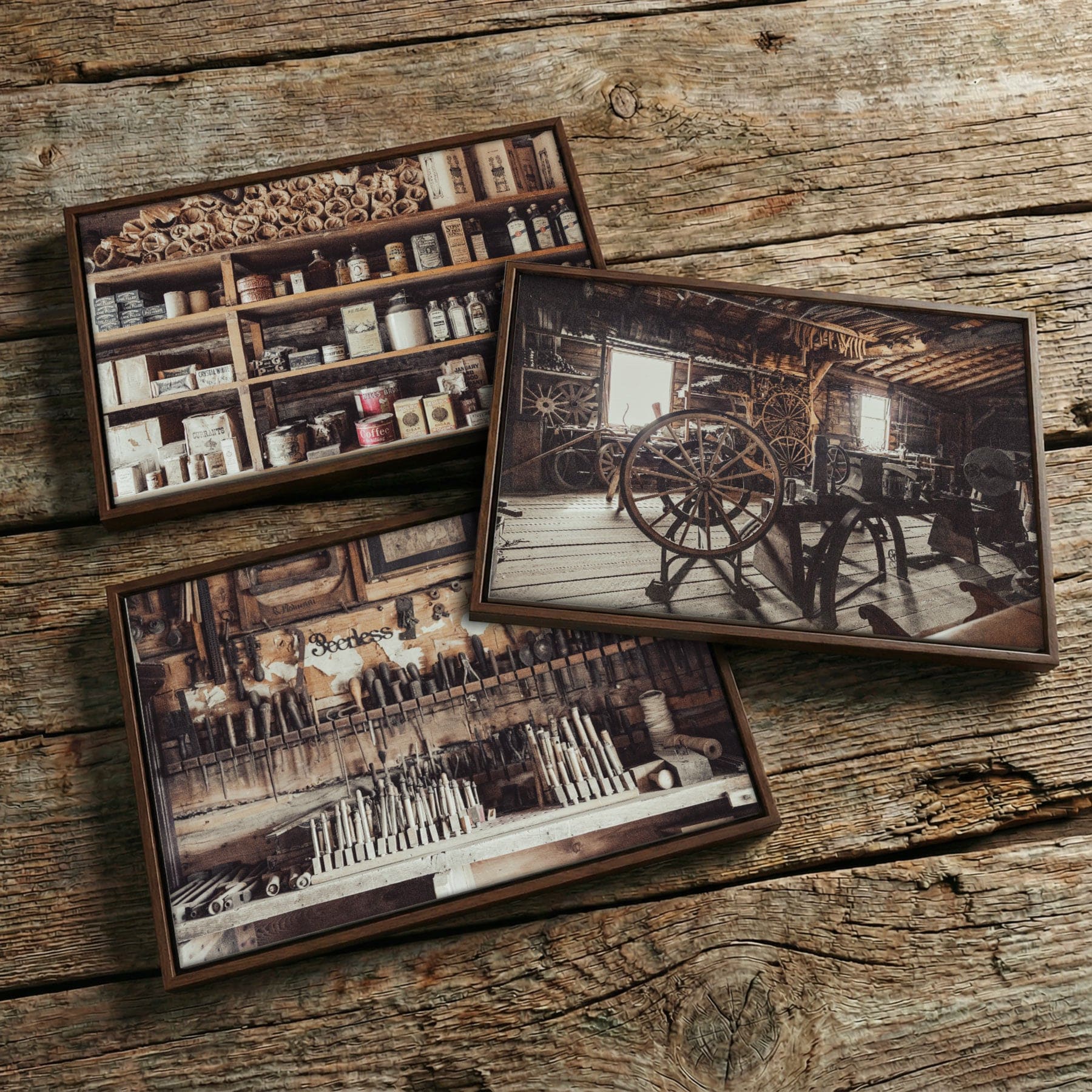 Antique Industrial Rustic Wall Art - Set of 3 Wall Art Teri James Photography