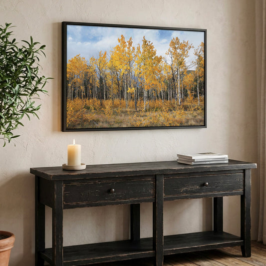 Aspen Tree Print - Colorado Wall Art Canvas-Black Frame / 12 x 18 Inches