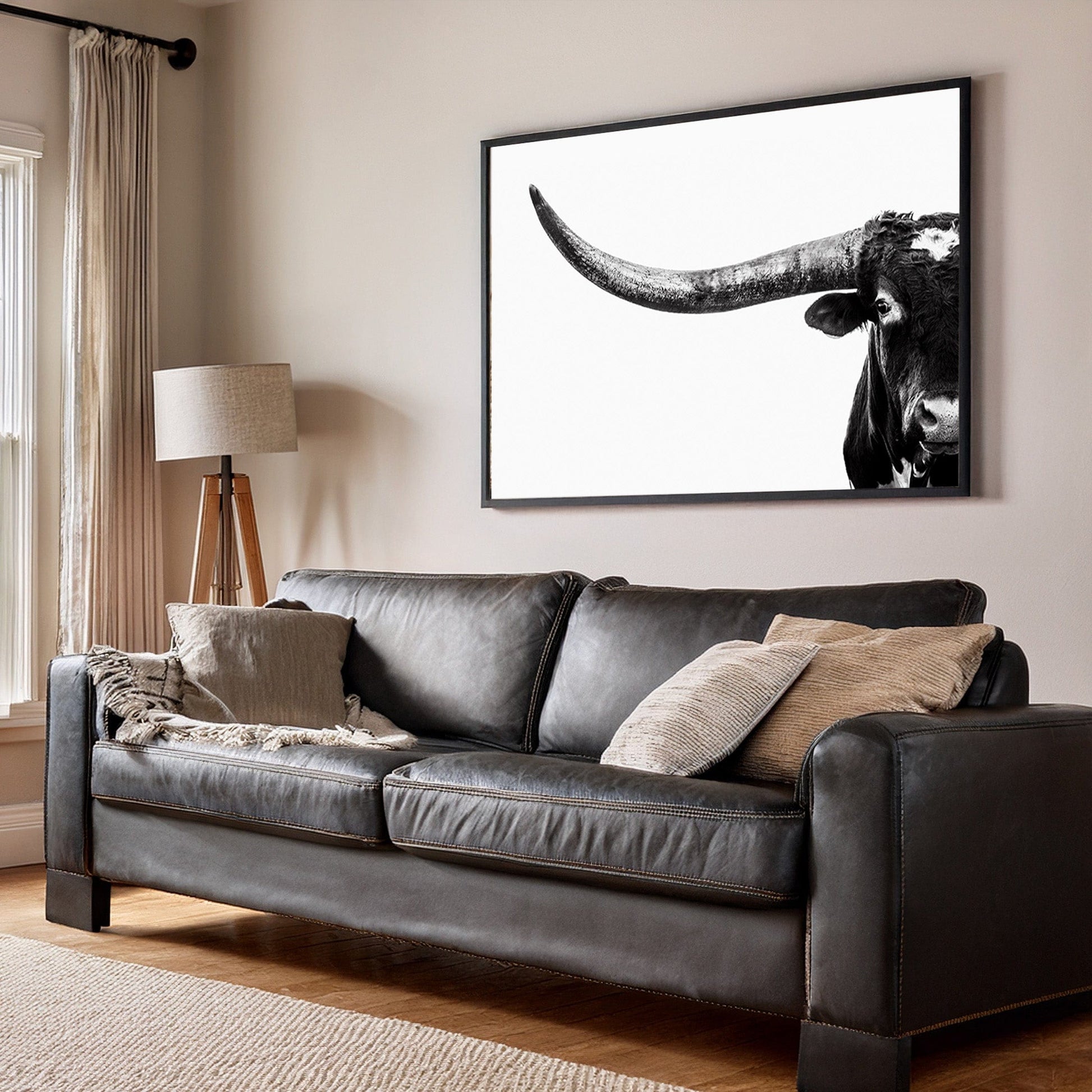 Austin Texas Longhorn Art in Black and White Wall Art Teri James Photography
