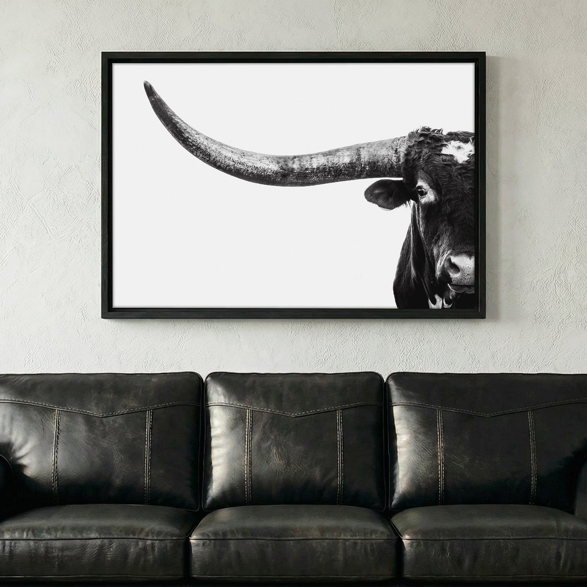Austin Texas Longhorn Art in Black and White Wall Art Teri James Photography