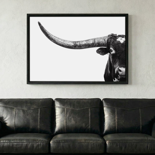 Austin Texas Longhorn Art in Black and White Wall Art Teri James Photography