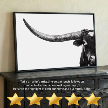 Austin Texas Longhorn Art in Black and White Wall Art Teri James Photography