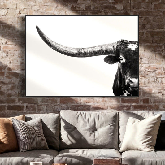 Austin Texas Longhorn Art in Black and White Wall Art Teri James Photography