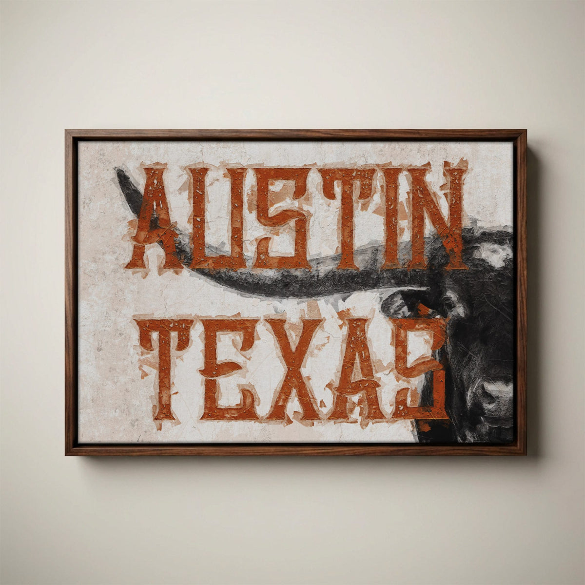 Austin Texas Print - Longhorn Wall Decor