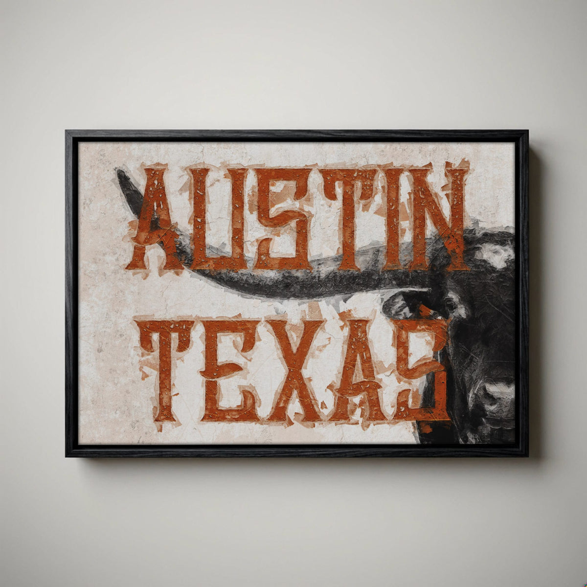 Austin Texas Print - Longhorn Wall Decor