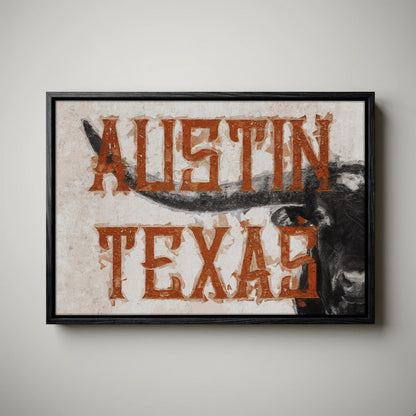 Austin Texas Print - Longhorn Wall Decor