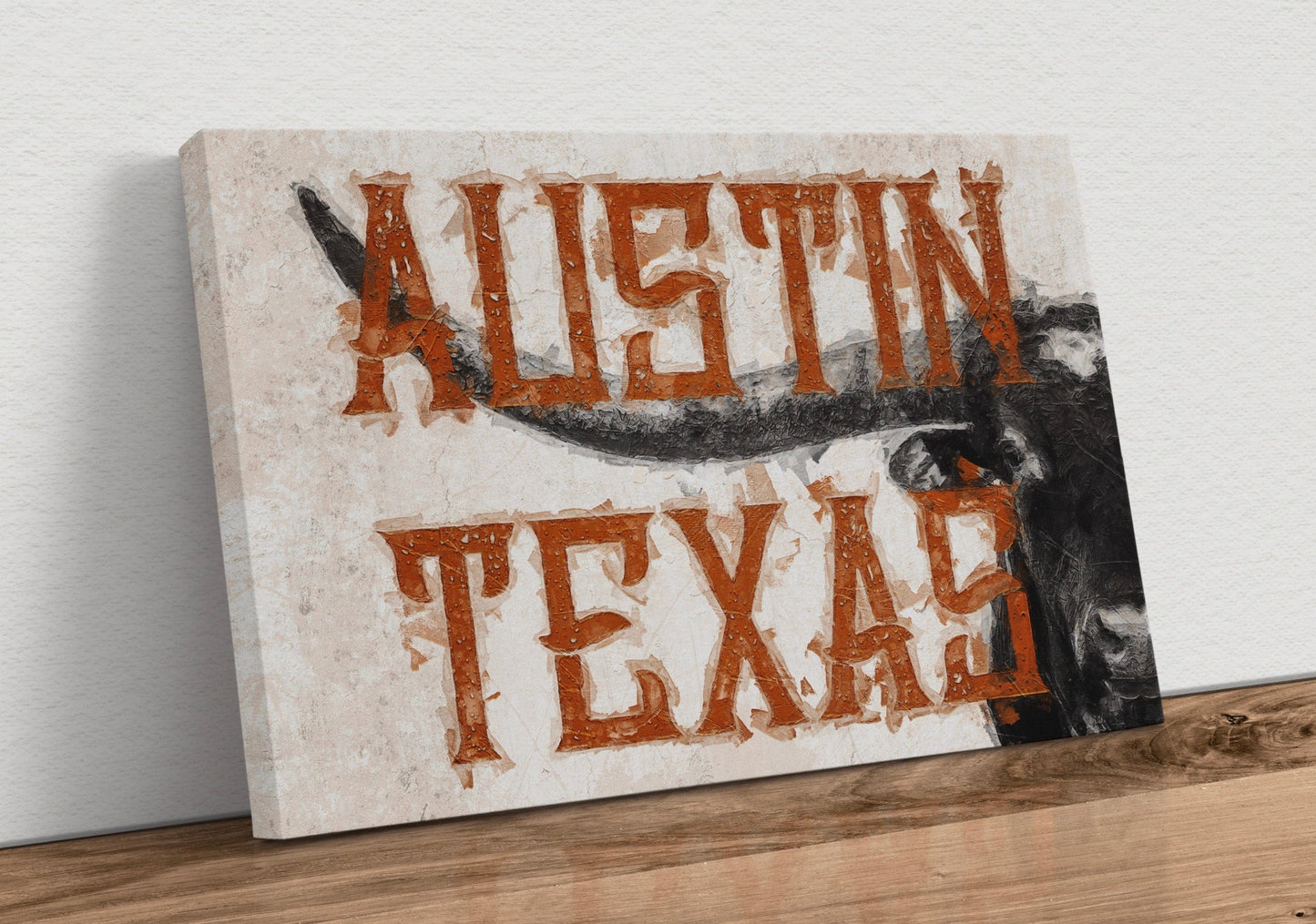 Austin TX Art - Texas Longhorn Wall Decor Canvas-Unframed / 12 x 18 Inches Wall Art Teri James Photography