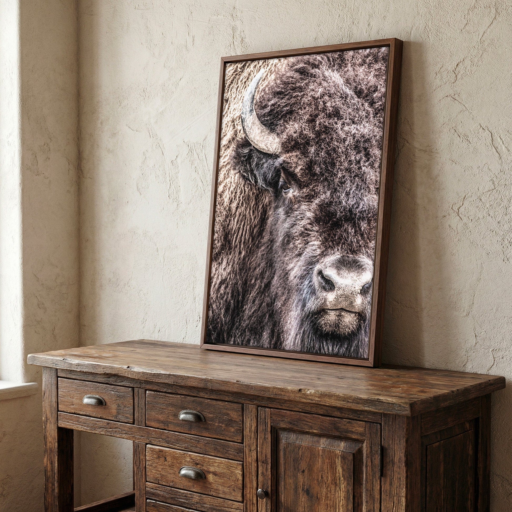 Bison Bull Canvas - Majestic Wildlife Wall Art Rustic Western Decor Print Wall Art Teri James Photography
