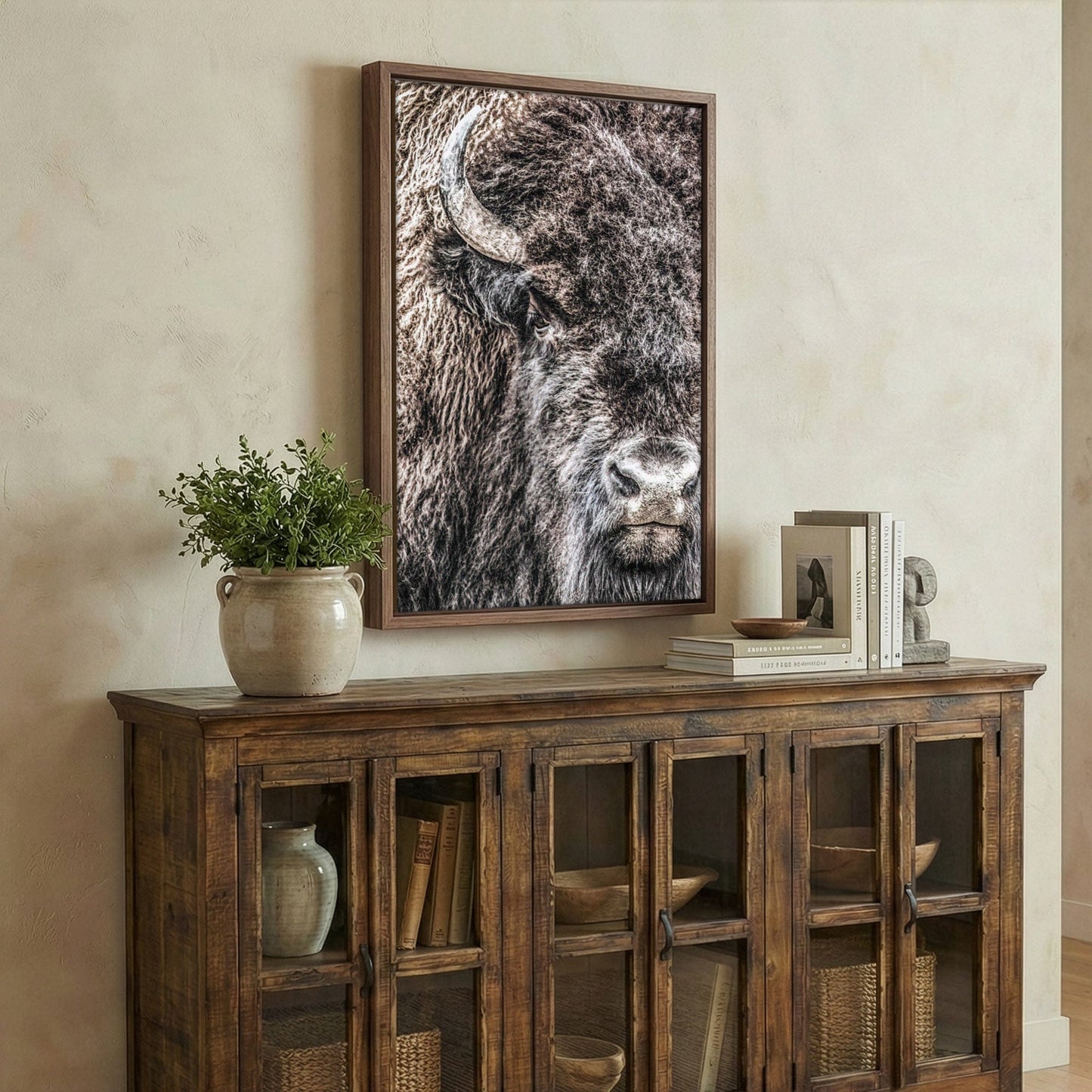 Bison Bull Canvas - Majestic Wildlife Wall Art Rustic Western Decor Print Wall Art Teri James Photography