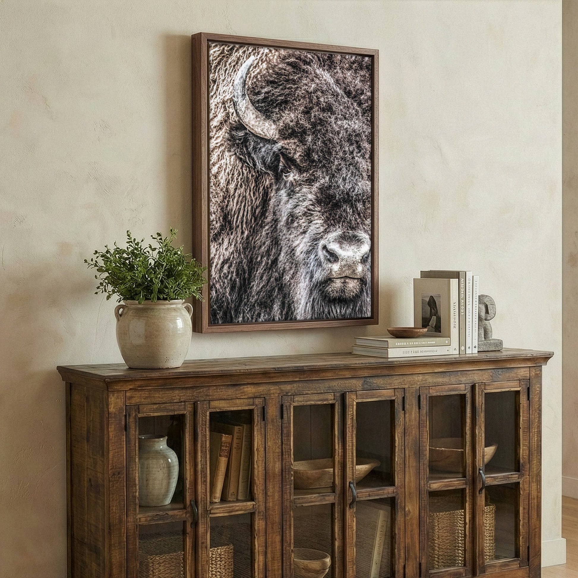 Bison Bull Canvas - Majestic Wildlife Wall Art Rustic Western Decor Print Wall Art Teri James Photography