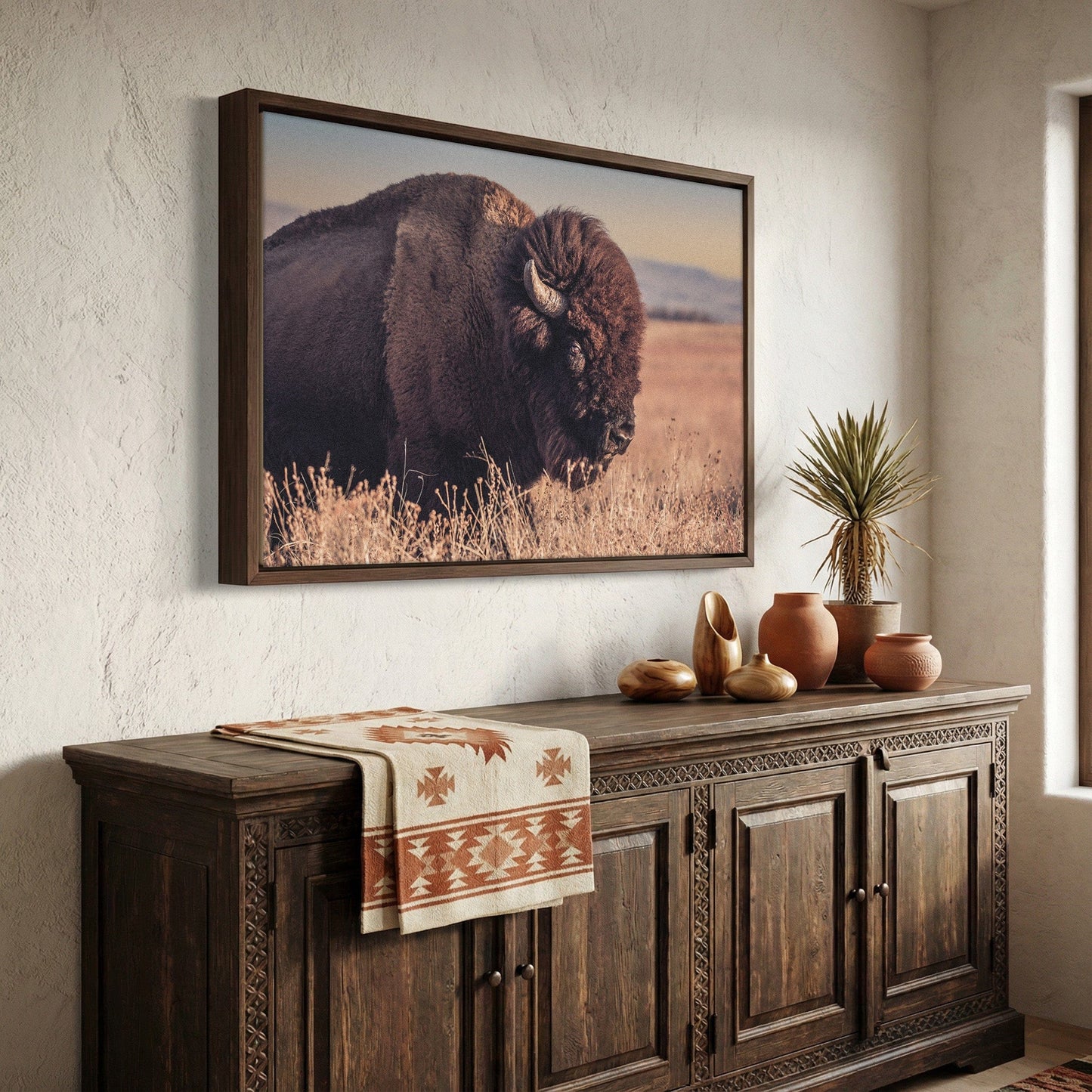 Bison Bull Canvas Print - Wichita Mountains Wildlife Refuge Wall Art Teri James Photography